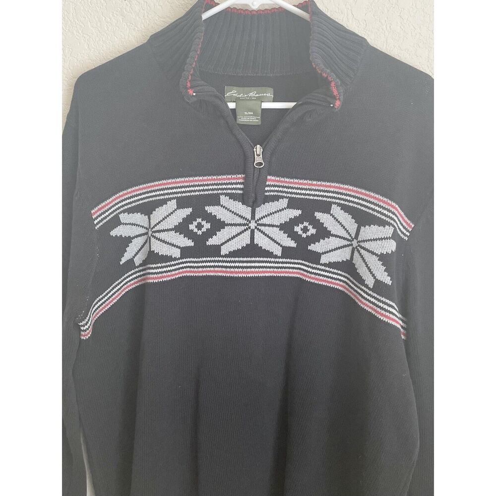 Eddie Bauer Mens TL Blue Snowflake Sweater Long Sleeve Pullover Athleisure - Picture 6 of 12